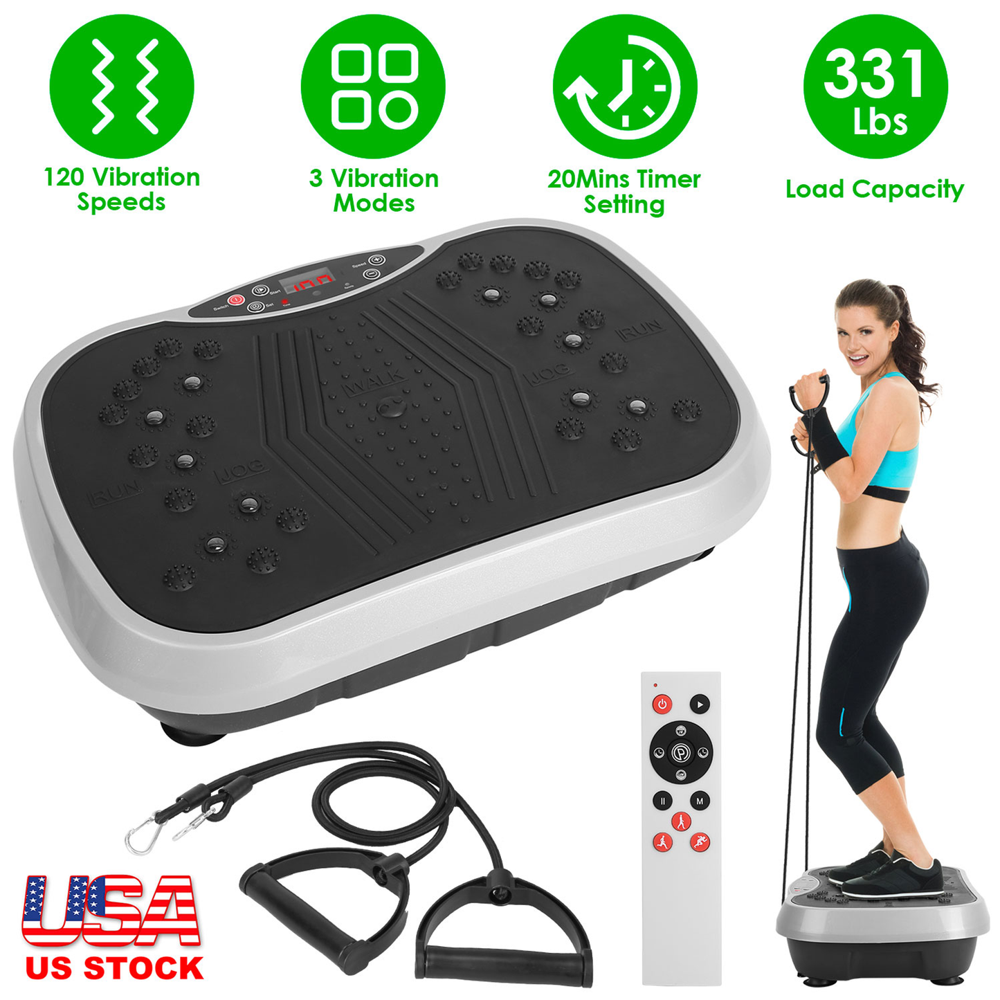 Vibration Exercise Machine with Resistance Bands