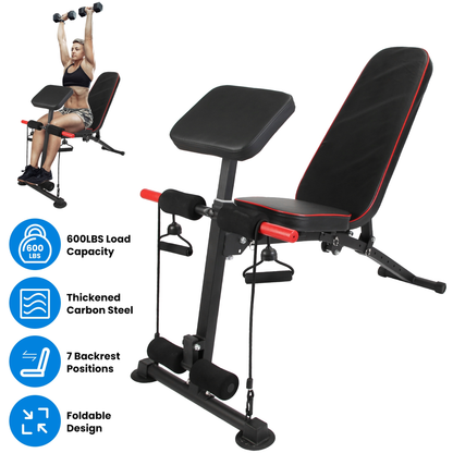 Adjustable Weight Bench with Preacher Curl Pad
