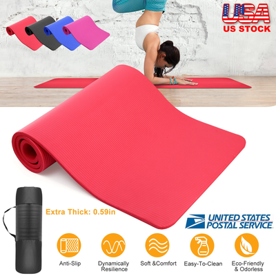 Thick Yoga Mat 0.6-Inch NBR Non-Slip Red