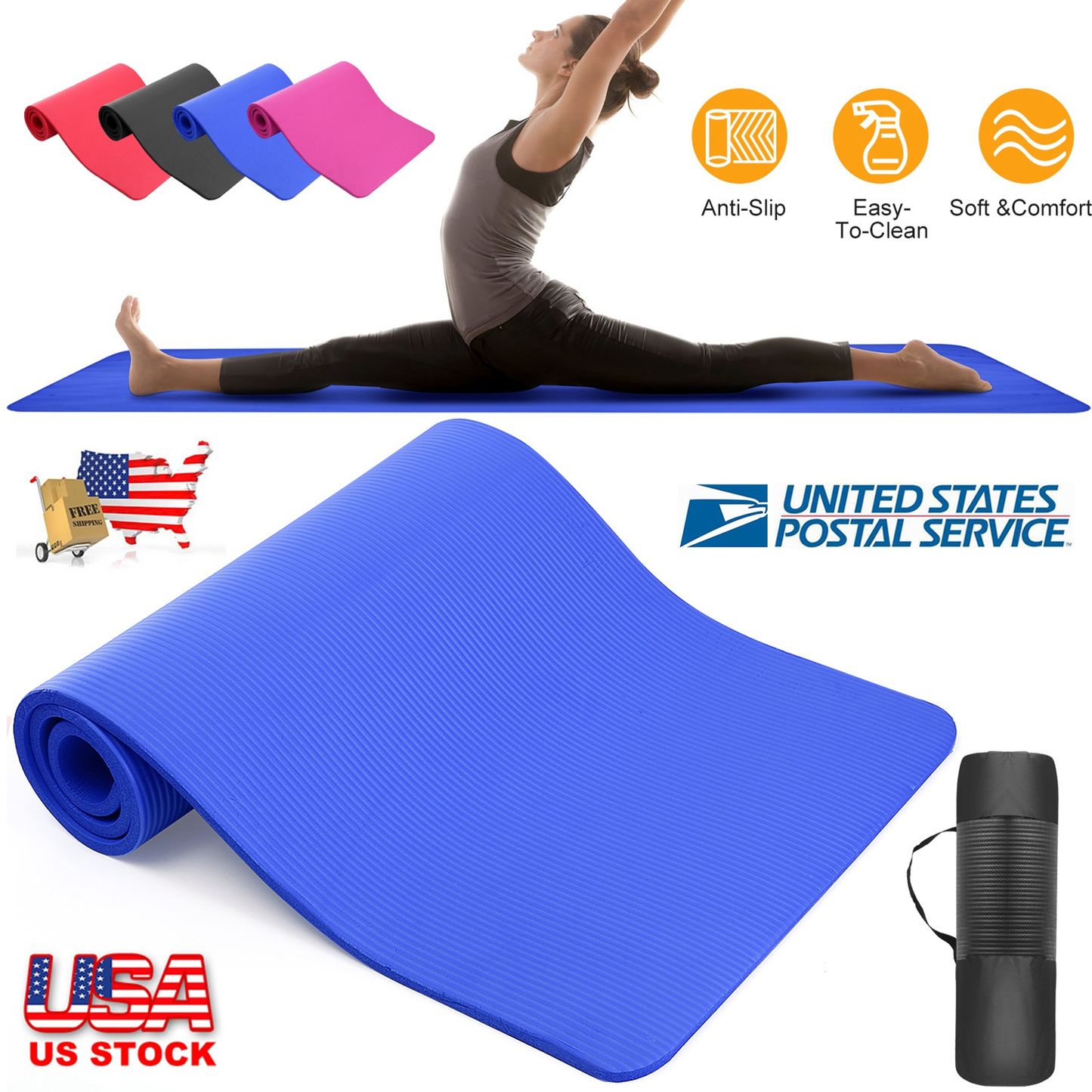 Thick Yoga Mat 0.6-Inch NBR Non-Slip Red