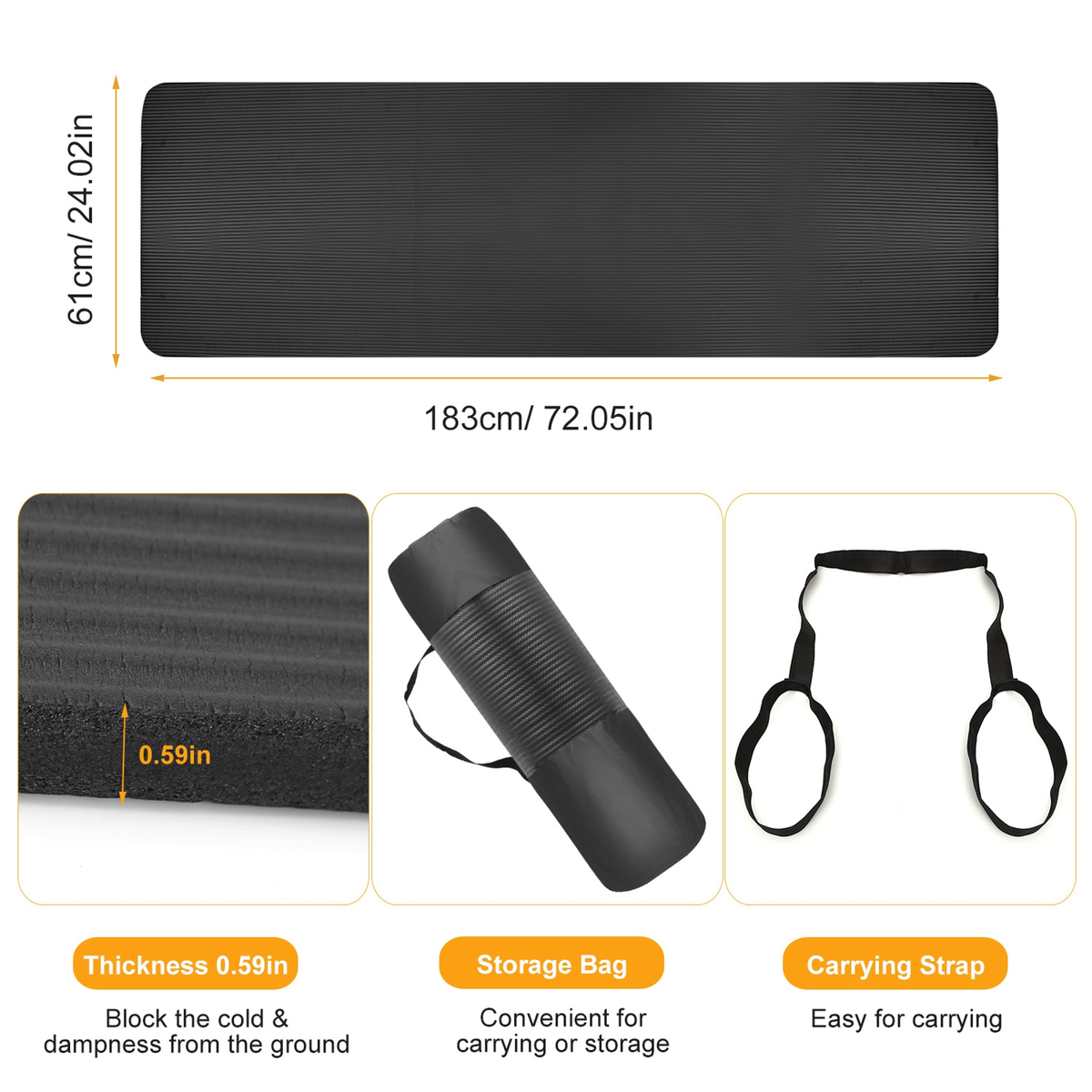 Thick Yoga Mat 0.6-Inch NBR Non-Slip Red