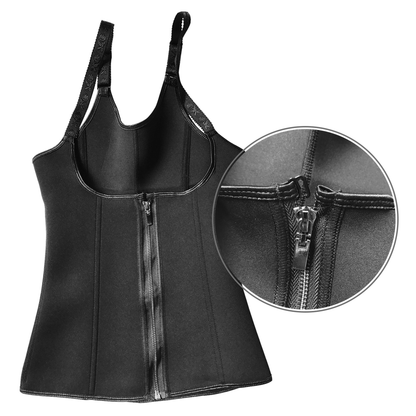 Zippered Waist Trainer Corset with 3-Row Buckles