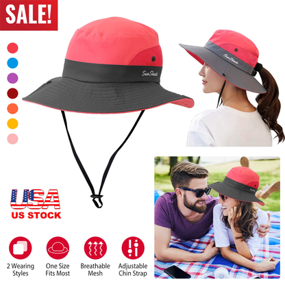 Women's Summer Sun Bucket Hat with Chin Strap