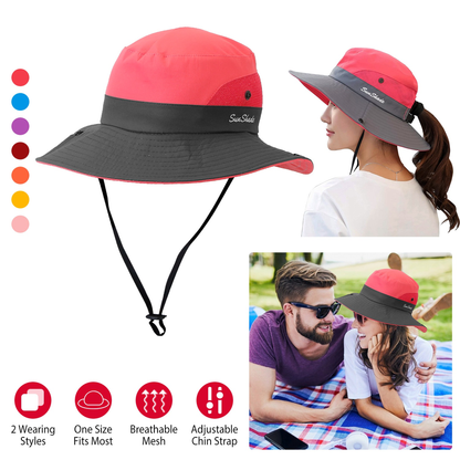 Women's Summer Sun Bucket Hat with Chin Strap