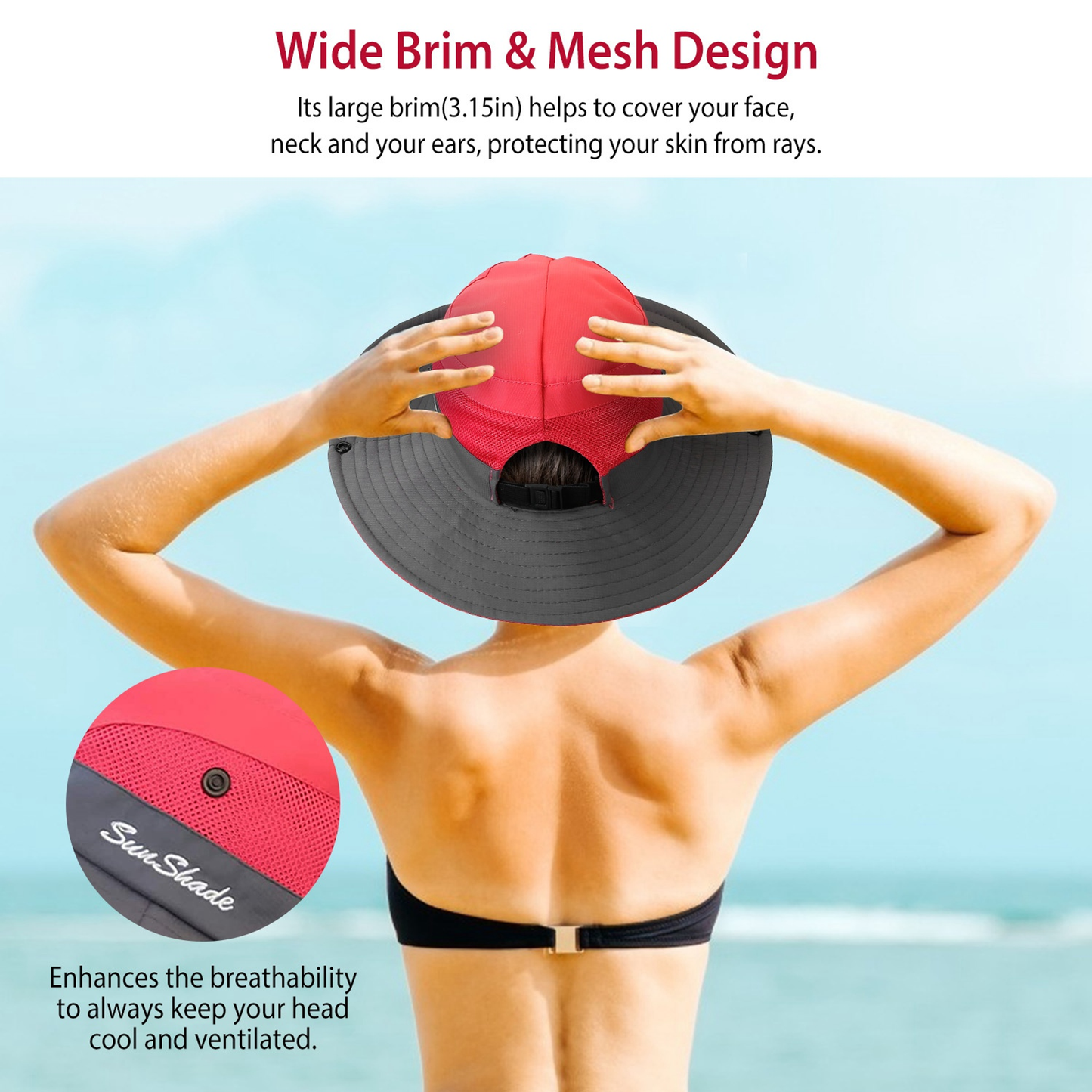 Women's Summer Sun Bucket Hat with Chin Strap