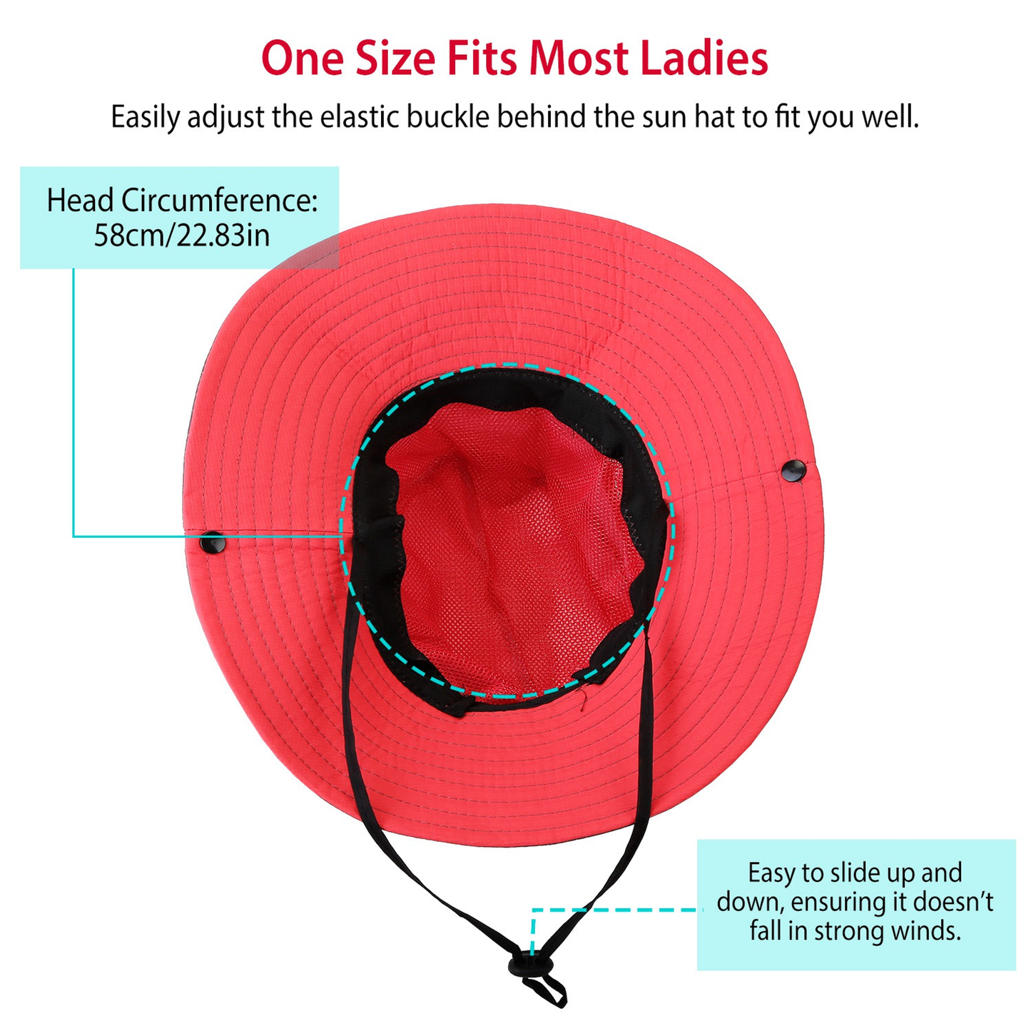 Women's Summer Sun Bucket Hat with Chin Strap