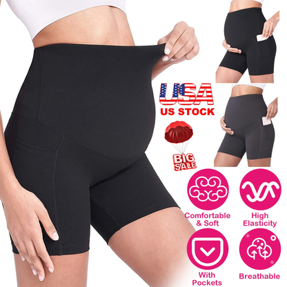 Maternity Yoga Shorts with Side Pockets