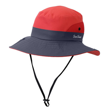 Ponytail Sun Bucket Hat, Dark Red