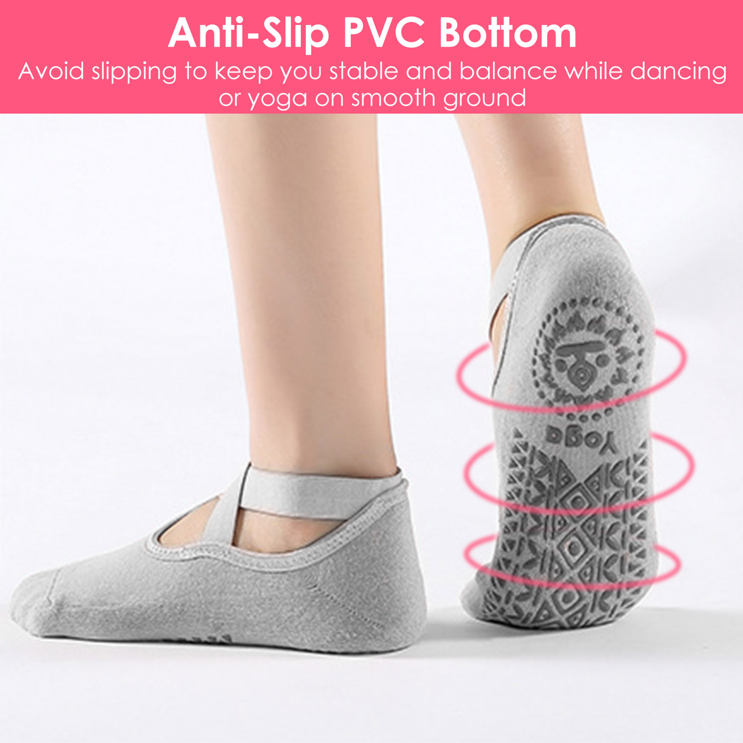 Women's Non-Slip Yoga Socks, 6 Pairs