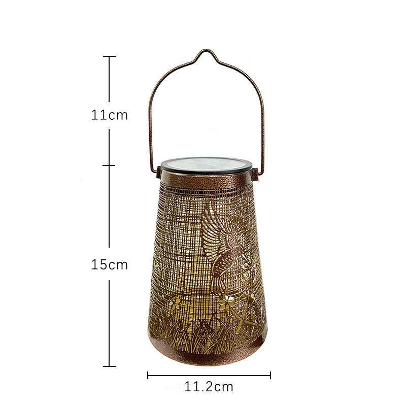 European garden wrought iron hollowed-out solar hanging lights Outdoor