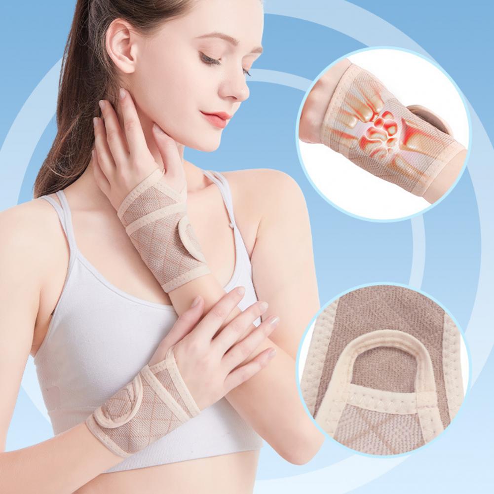 Adjustable wrist brace in black with compression strap