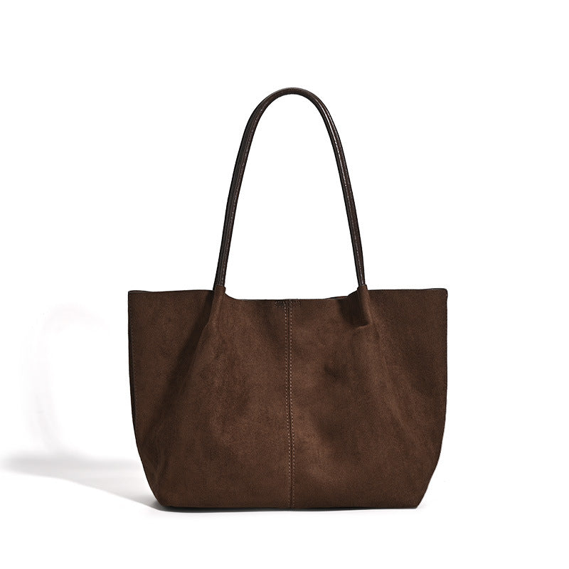 Retro suede fabric shoulder bag