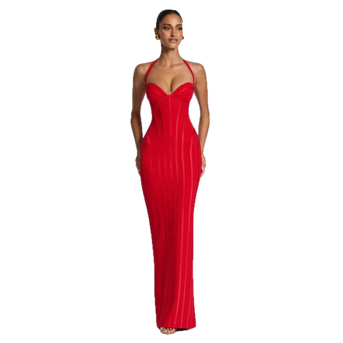 Halter Neck Bodycon Long Evening Dress