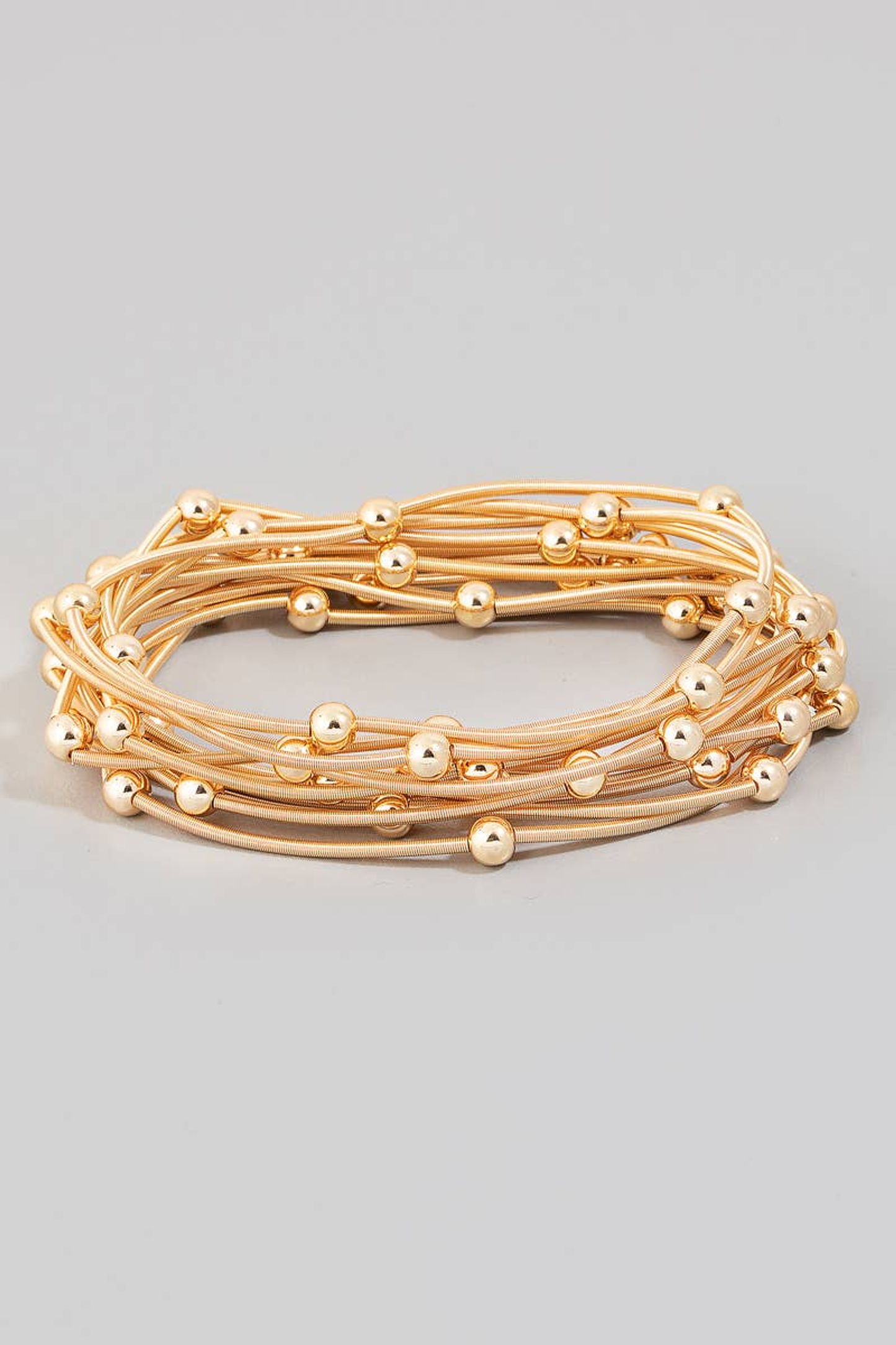 Metallic Beads and Coils Bracelet Set