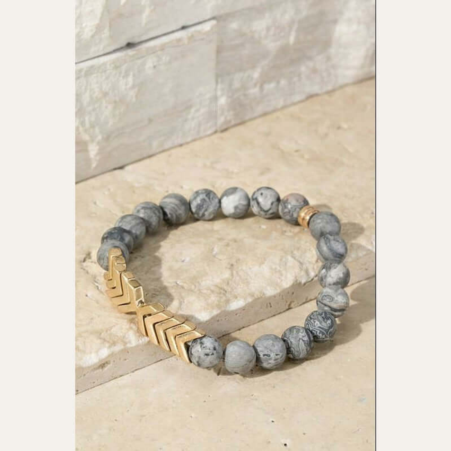 Crazy Jasper Stone and Chevron Bracelet