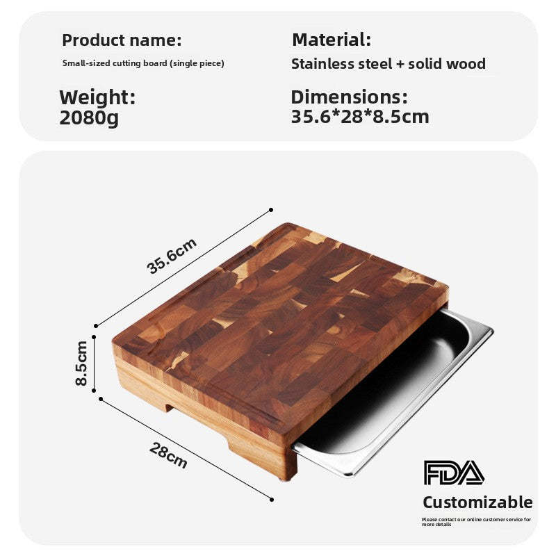 Wood Mosaic Cutting Board with Drawer