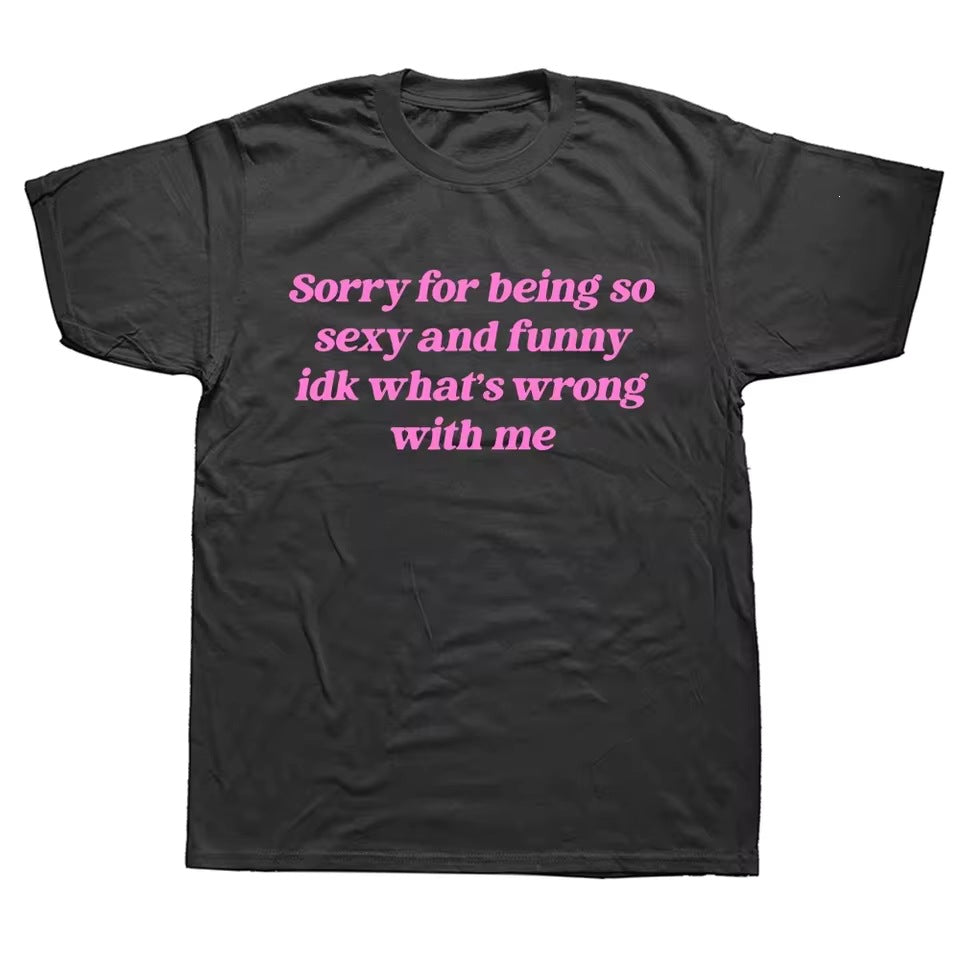 Funny Quote Oversized Cotton T-Shirt Casual Short Sleeve Top