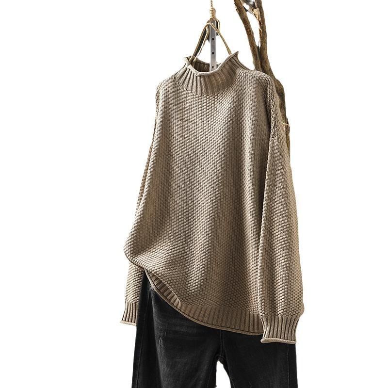 Women's vintage half-high collar embroidered knit pullover sweater, photo 5