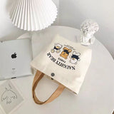Bear Print Canvas Handbag