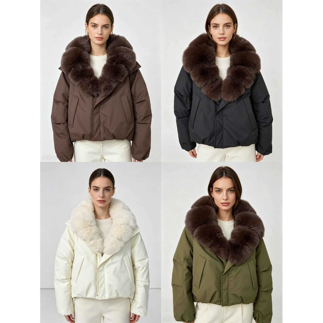 Women's Large Fur Collar Short Down Cotton-padded Jacket