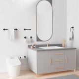 9-piece matte black bathroom hardware set installed on wall