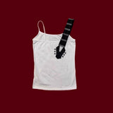 Y2K Guitar Rhinestone Camisole Top with Heart Star Print