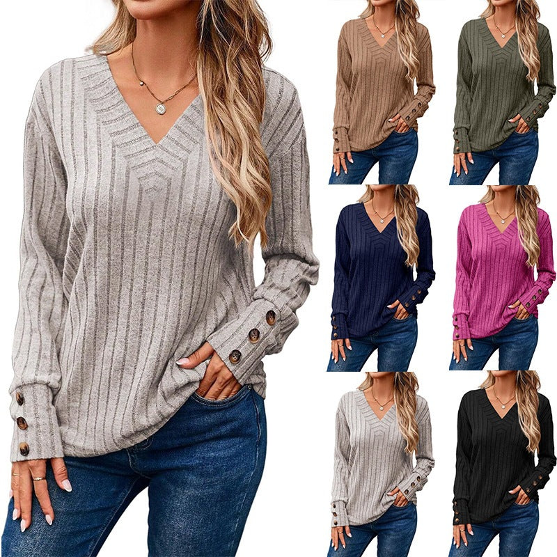 Women's long sleeve V-neck shirt