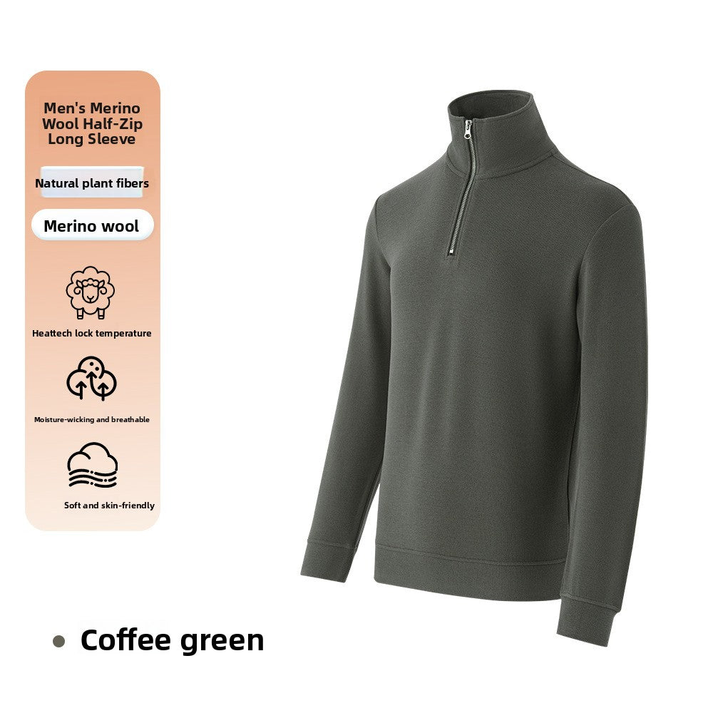 Merino Wool Thermal Half Zip Base Layer Shirt