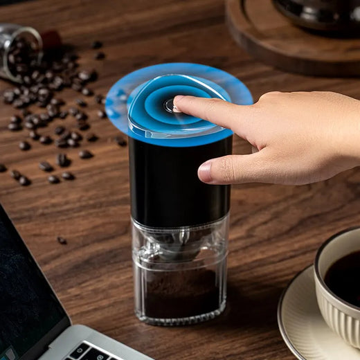 Portable USB coffee grinder ceramic burr detail