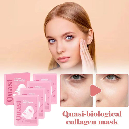 4Pcs Overnight Quasi-Biological Collagen Facial Mask - Korean Brightening Anti-Aging Pore Minimizing Fine Line Reducing Mask