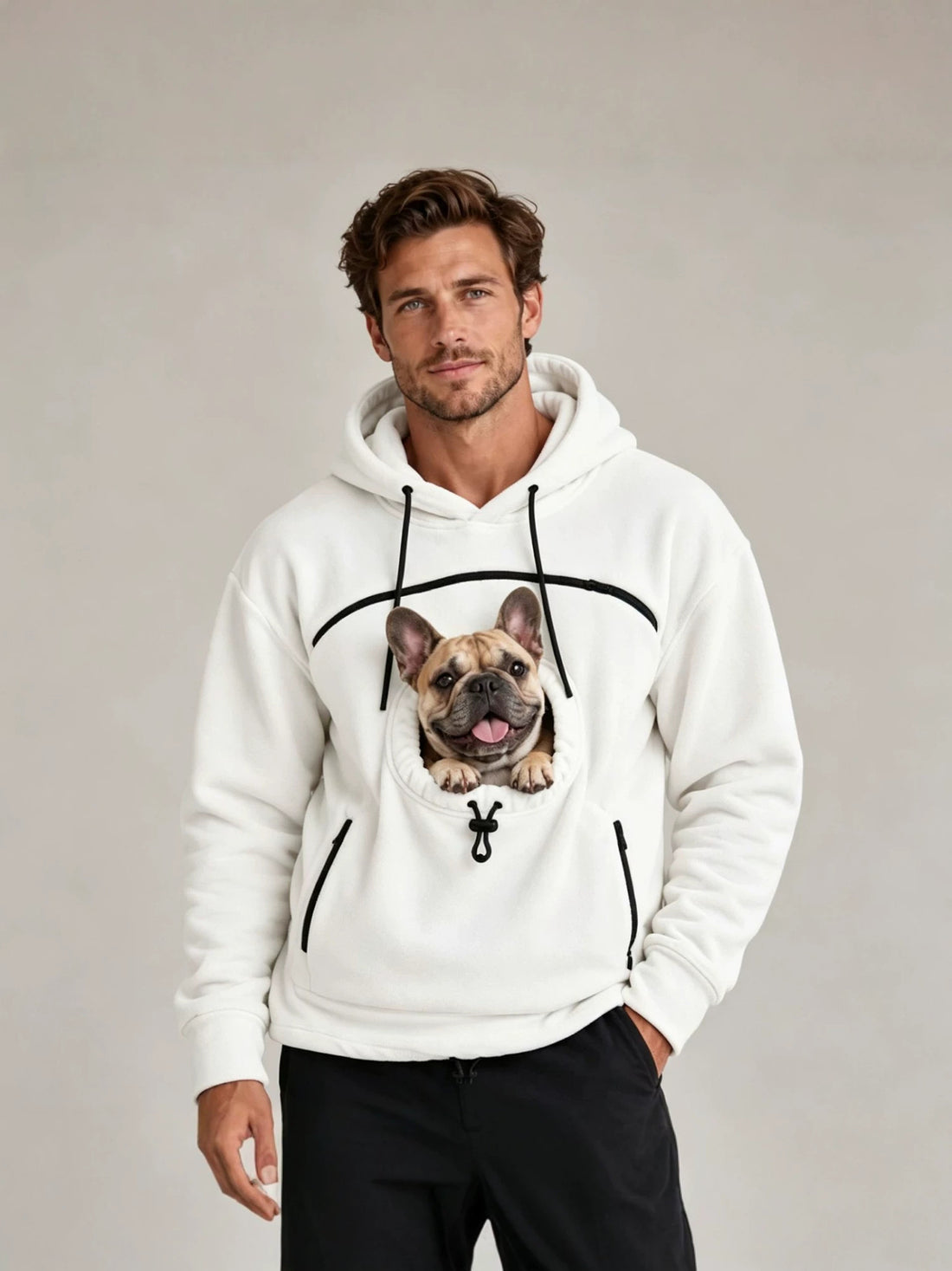 Couple Lamb Cashmere Pet Pocket Hooded Sweatshirt
