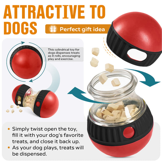 Twist open the red treat ball to fill it with treats