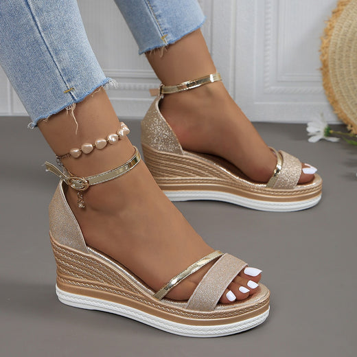 Platform Fish Mouth Wedge Sandals