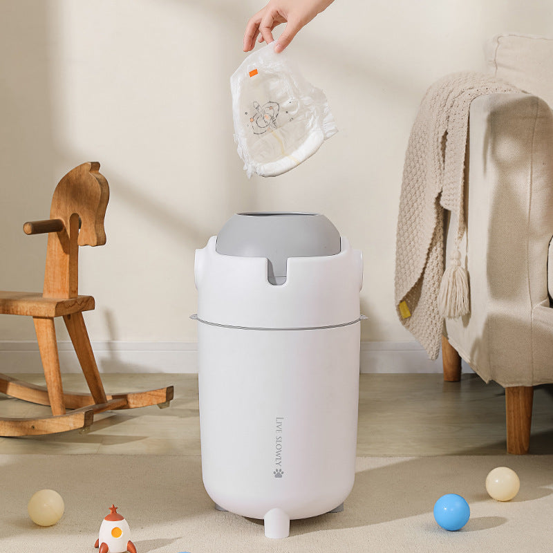 Disposable diaper trash bin with large capacity