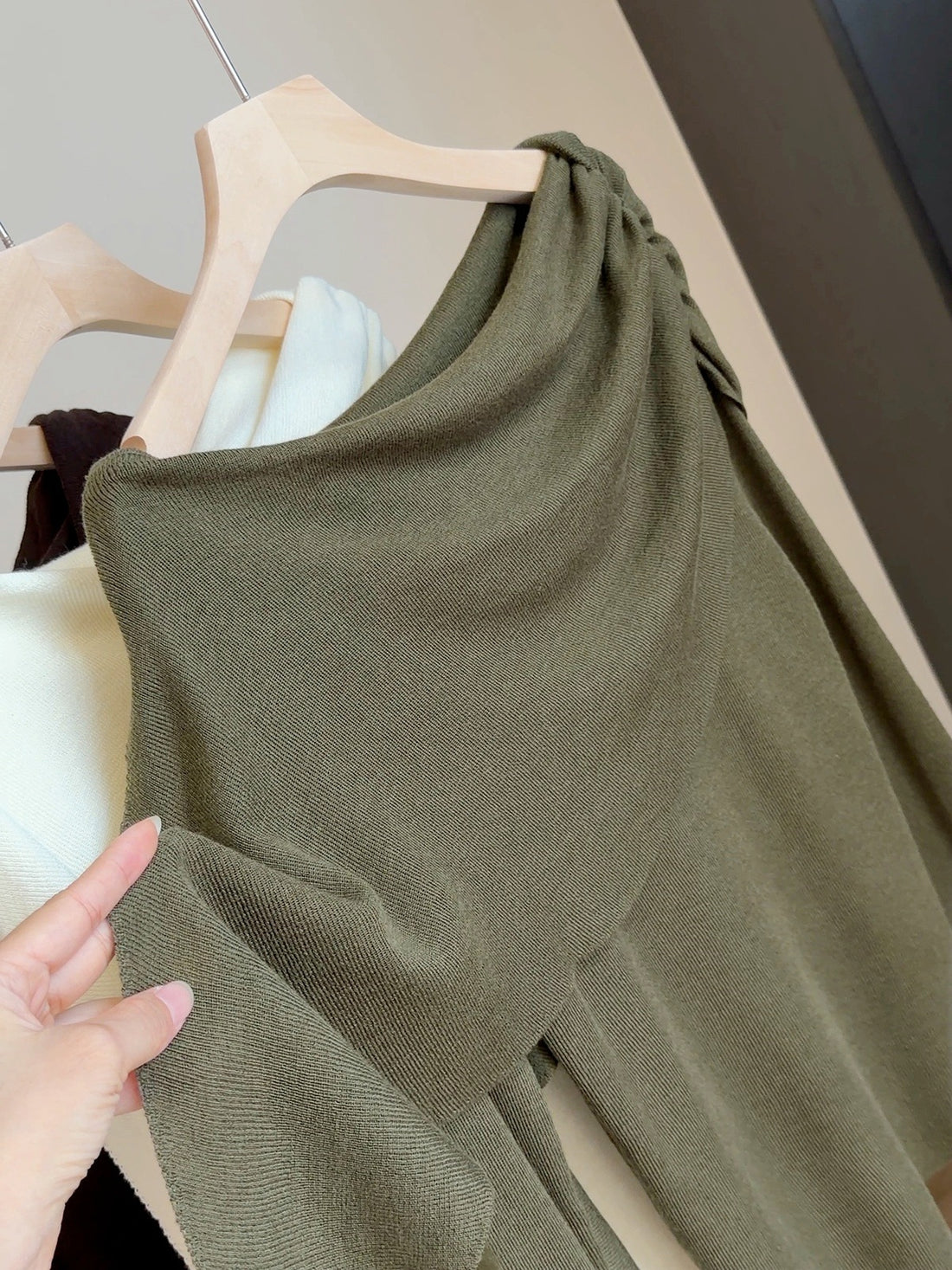 Women Knitted Cape Style Pullover Faux Two Piece Loose Top
