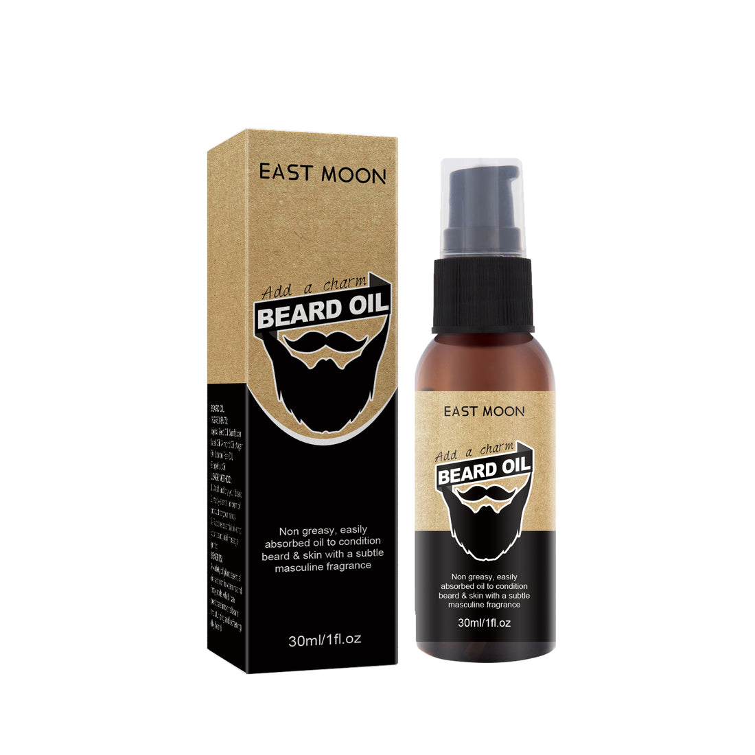 Beard oil dropper bottle with amber glass
