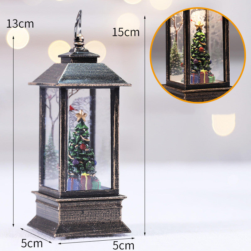 Christmas tree scene LED lantern with size dimensions