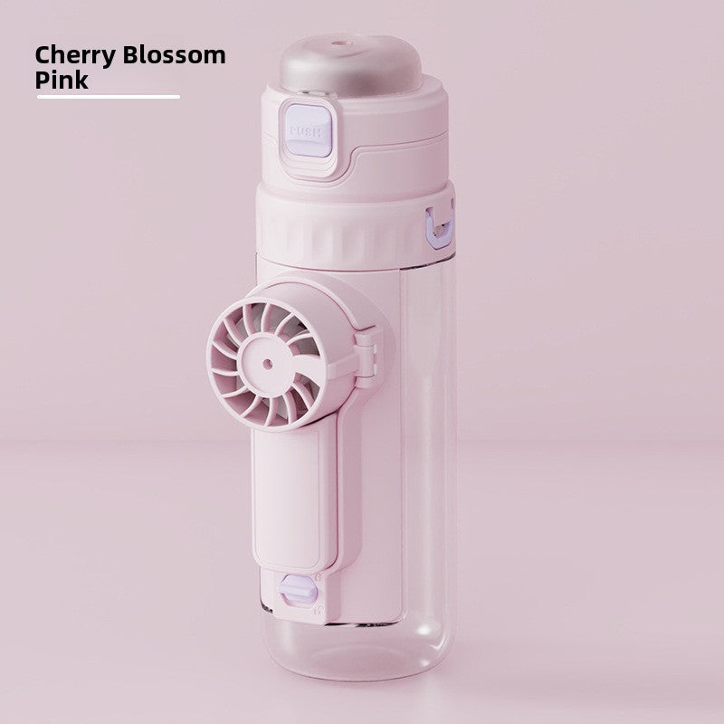 Fan spray water cup - student straw cup