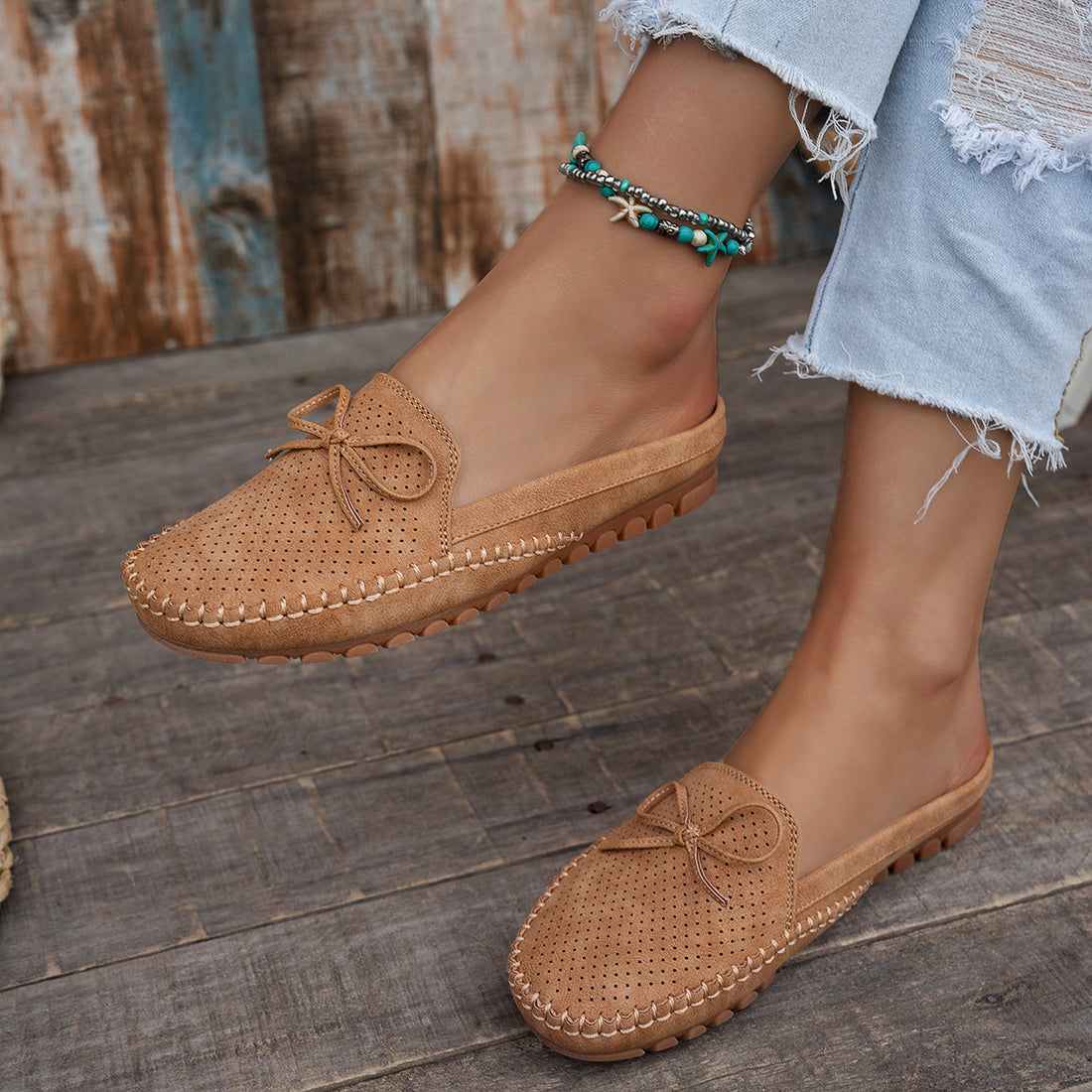 Women's Retro Stitching Flat Loafers PU Solid Color Round Toe Slip-On Shoes