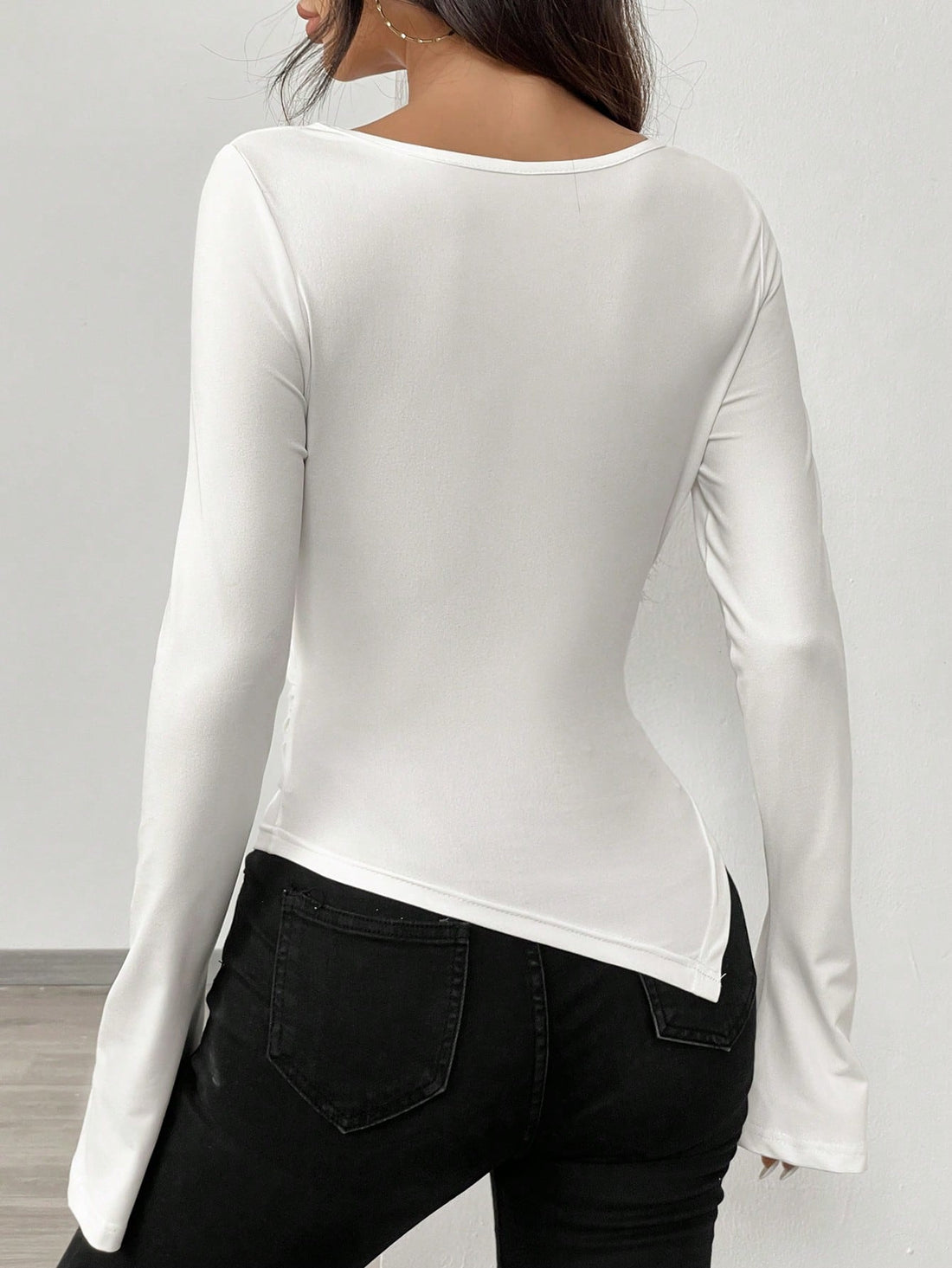 Women's off-shoulder ruched slim fit long sleeve knit top, photo 3