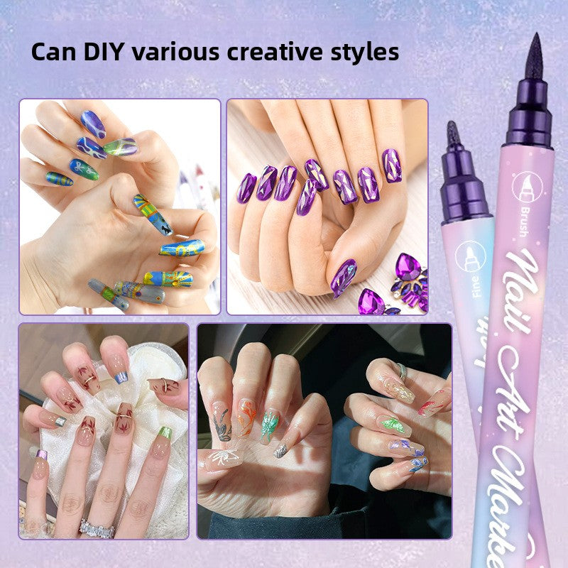 12-Color Dual-Ended Metallic Nail Art Pen Set for Drawing and Smudging