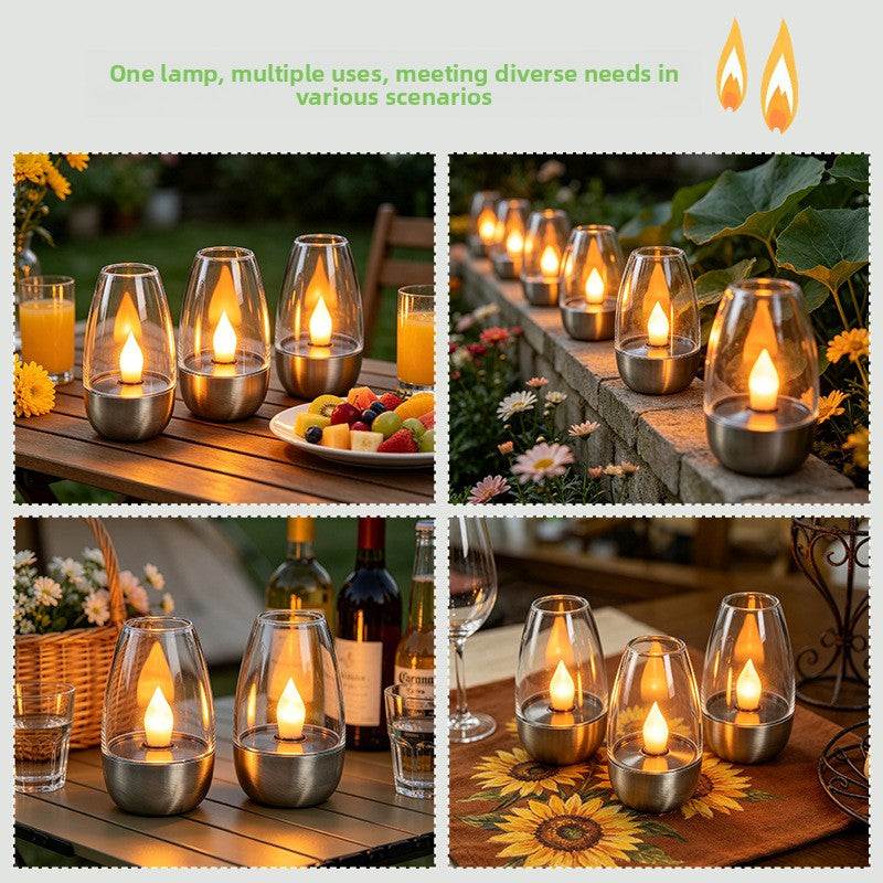 Solar Powered Stainless Steel Outdoor Candle Lights