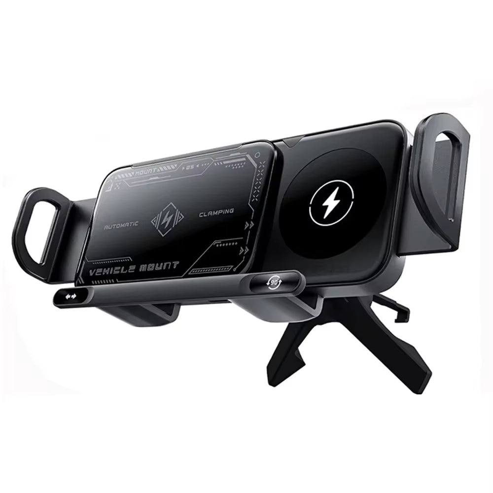 Magnetic car phone mount with foldable arm