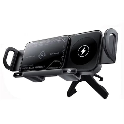 Magnetic car phone mount with foldable arm
