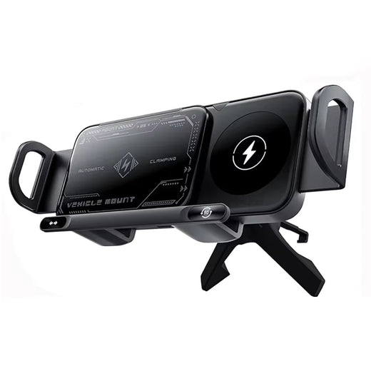 Magnetic car phone mount with foldable arm