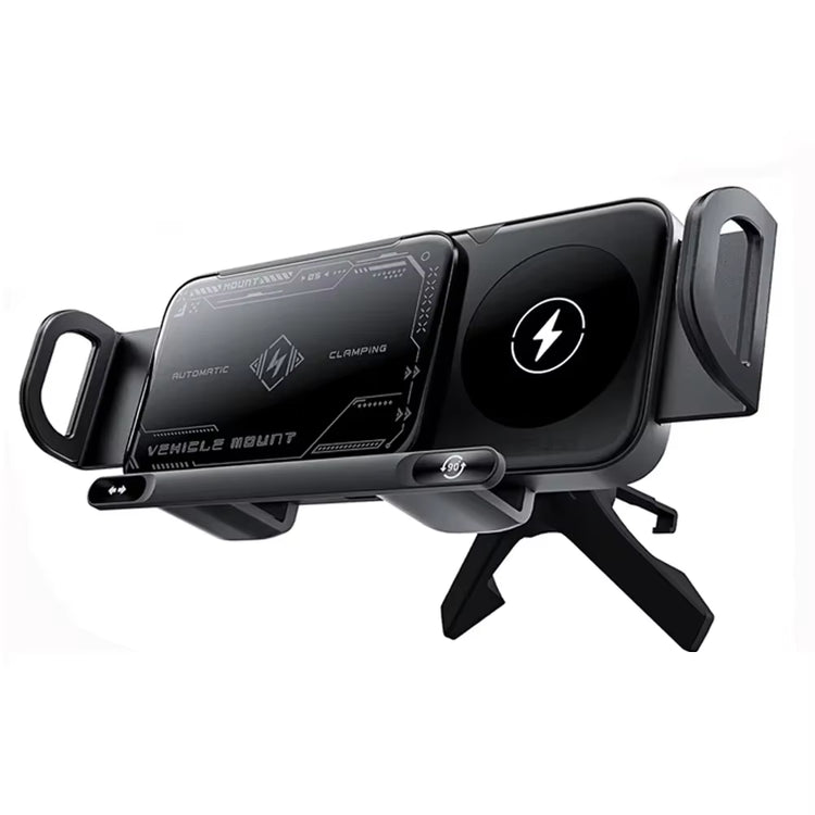 Magnetic car phone mount with foldable arm
