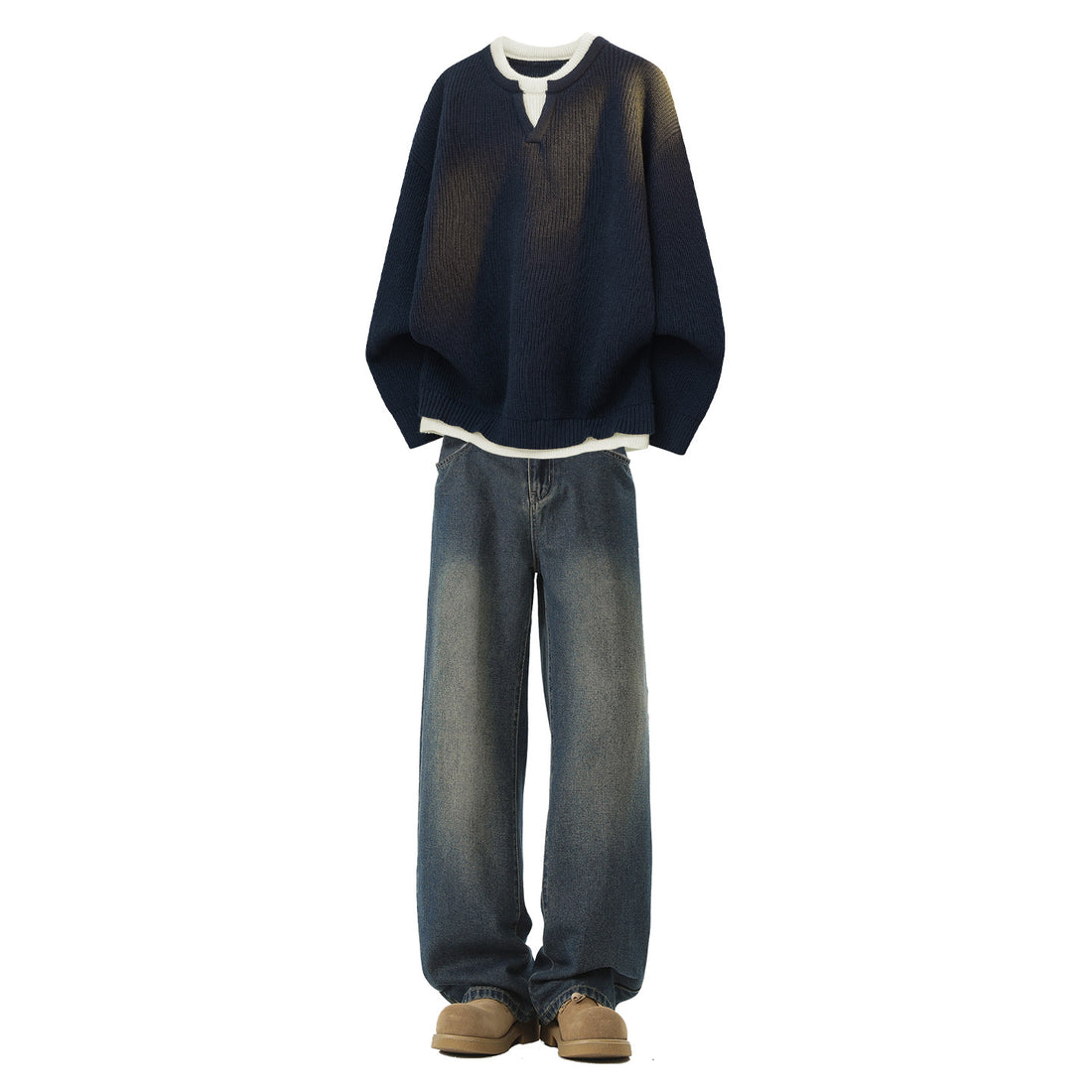 Men's Two-Piece Autumn Sweater and Jeans Casual Sports Set