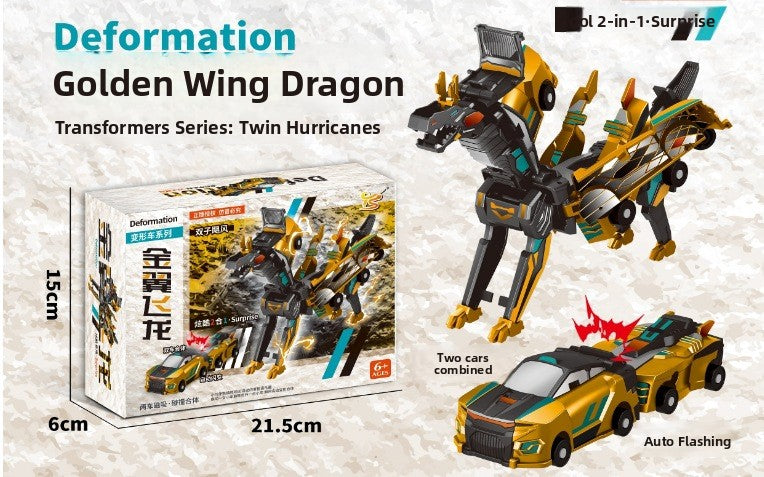 Collision Transforming Dragon Robot Toy Light and Sound Action Figure