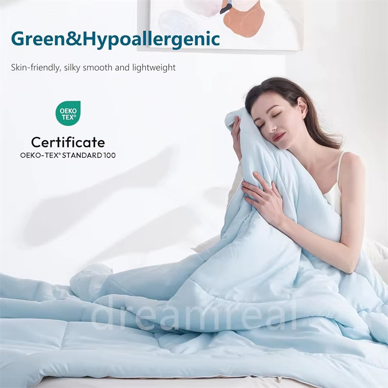 Reversible Cooling Blankets Smooth Air Condition Comforter Lightweight Summer Quilt Washable Double Side Cold Fabric & Cool Skin