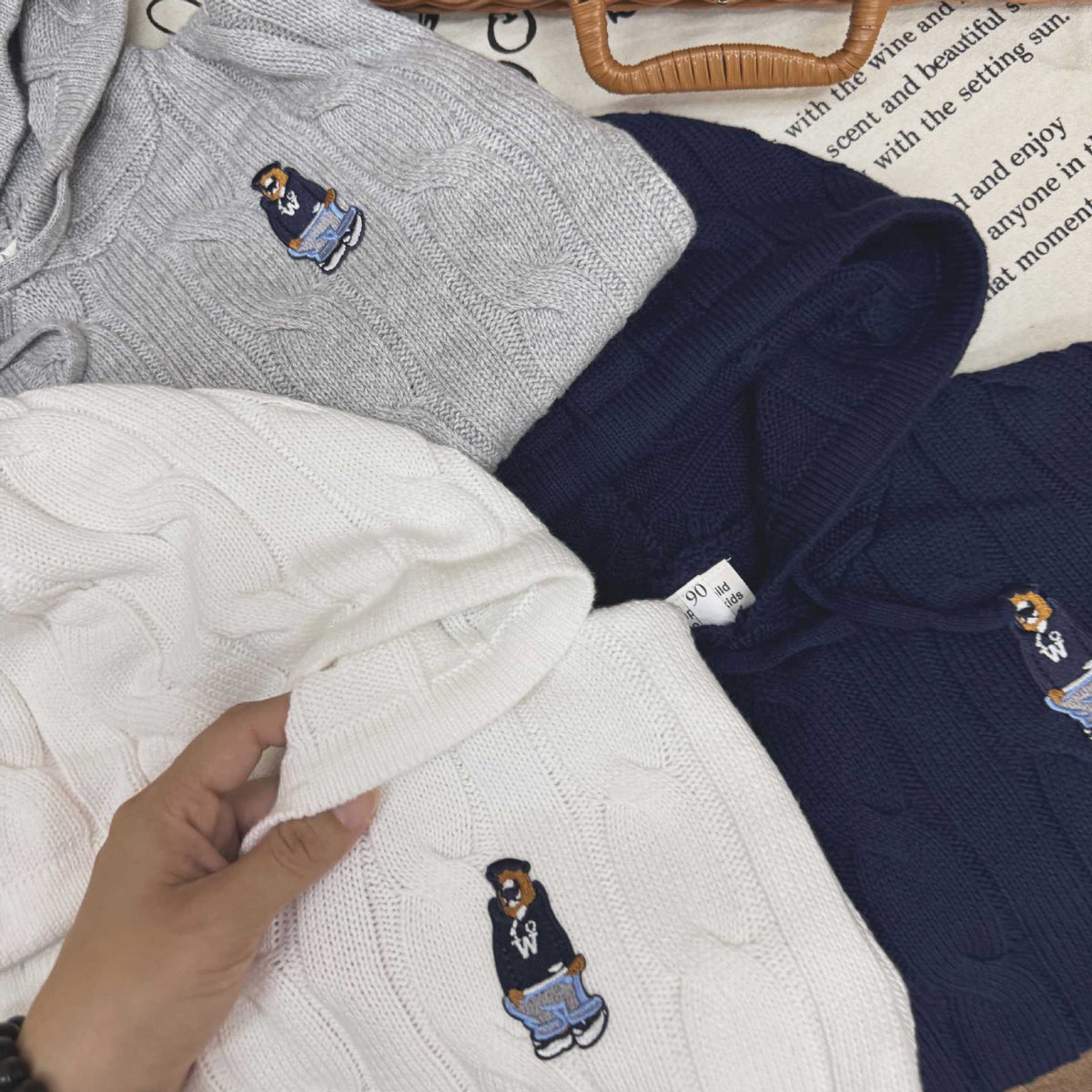 Children's Hooded Bear Embroidered Knitwear
